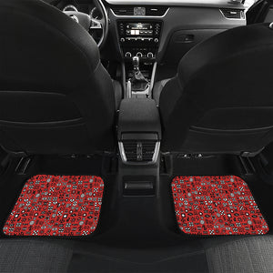 Red Adinkra Tribe Symbols Print Front and Back Car Floor Mats