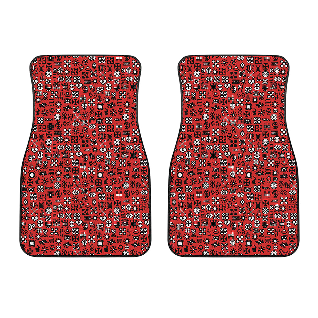 Red Adinkra Tribe Symbols Print Front Car Floor Mats