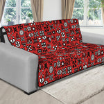 Red Adinkra Tribe Symbols Print Futon Protector