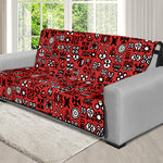 Red Adinkra Tribe Symbols Print Futon Protector