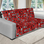 Red Adinkra Tribe Symbols Print Futon Protector