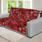 Red Adinkra Tribe Symbols Print Futon Protector