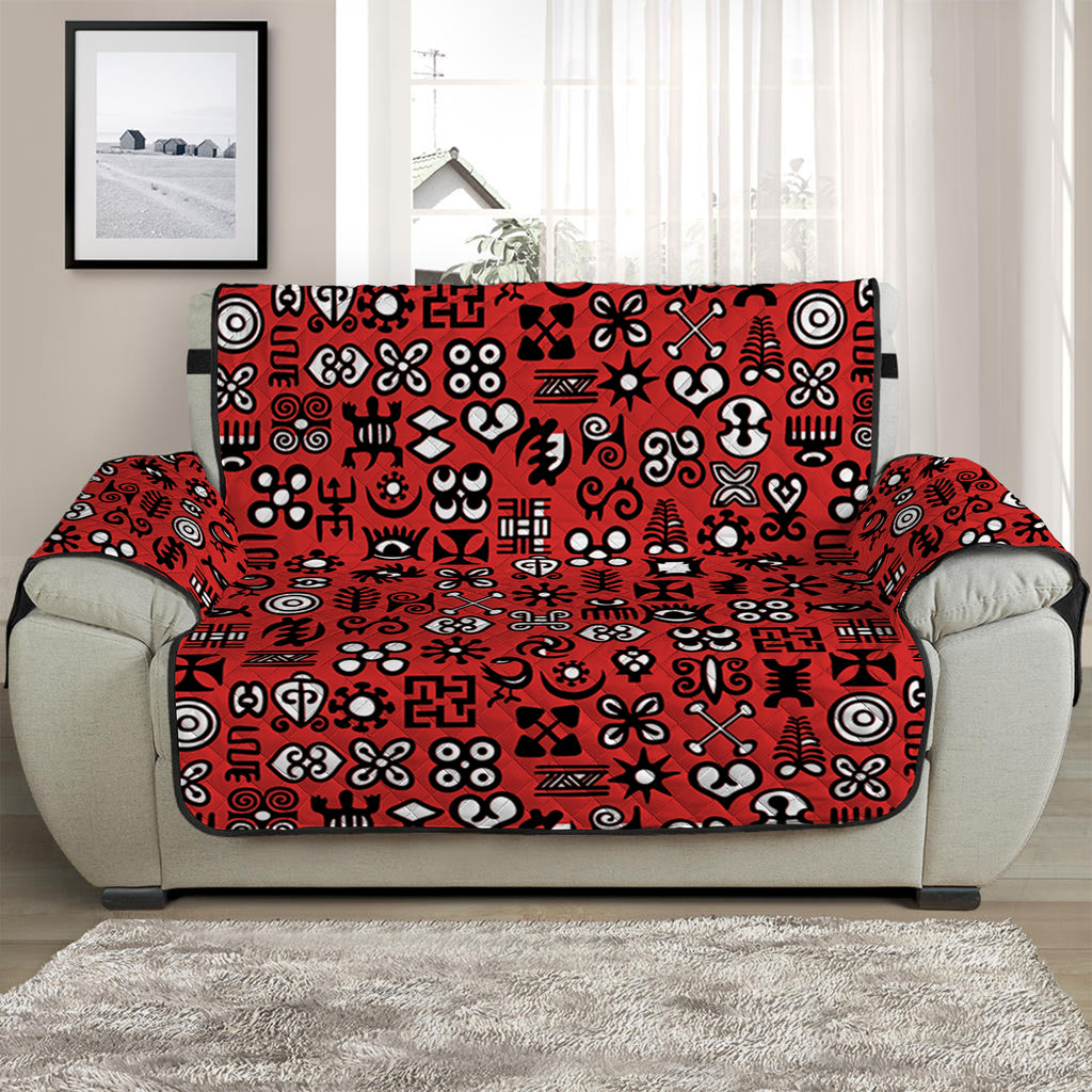 Red Adinkra Tribe Symbols Print Half Sofa Protector