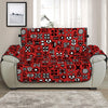 Red Adinkra Tribe Symbols Print Half Sofa Protector