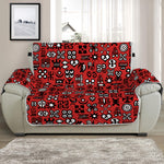 Red Adinkra Tribe Symbols Print Half Sofa Protector