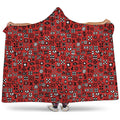 Red Adinkra Tribe Symbols Print Hooded Blanket