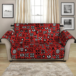 Red Adinkra Tribe Symbols Print Loveseat Protector