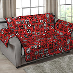 Red Adinkra Tribe Symbols Print Loveseat Protector