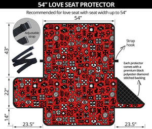 Red Adinkra Tribe Symbols Print Loveseat Protector