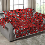 Red Adinkra Tribe Symbols Print Loveseat Protector