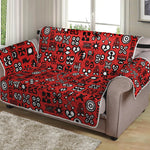 Red Adinkra Tribe Symbols Print Loveseat Protector