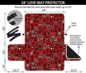 Red Adinkra Tribe Symbols Print Loveseat Protector