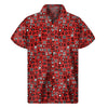 Red Adinkra Tribe Symbols Print Men's Short Sleeve Shirt