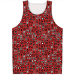 Red Adinkra Tribe Symbols Print Men's Tank Top