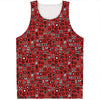 Red Adinkra Tribe Symbols Print Men's Tank Top