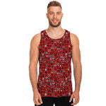 Red Adinkra Tribe Symbols Print Men's Tank Top