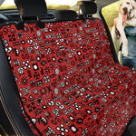 Red Adinkra Tribe Symbols Print Pet Car Back Seat Cover