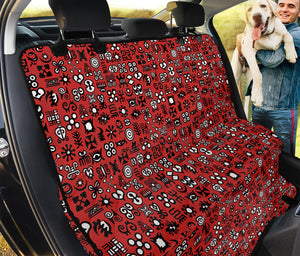 Red Adinkra Tribe Symbols Print Pet Car Back Seat Cover