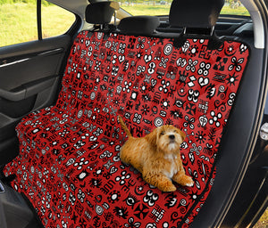 Red Adinkra Tribe Symbols Print Pet Car Back Seat Cover