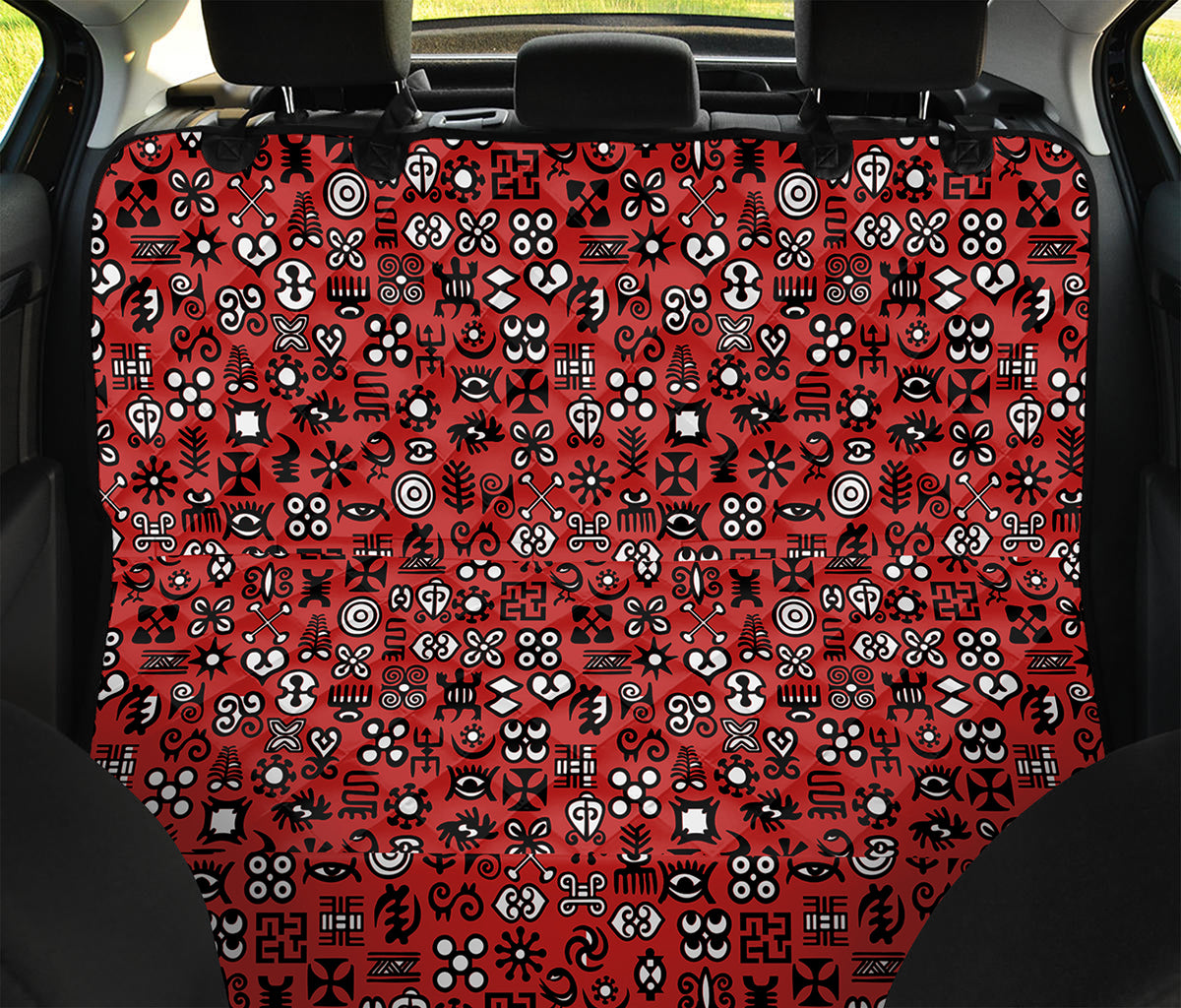 Red Adinkra Tribe Symbols Print Pet Car Back Seat Cover