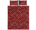 Red Adinkra Tribe Symbols Print Quilt Bed Set