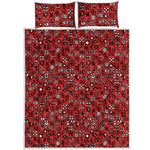 Red Adinkra Tribe Symbols Print Quilt Bed Set