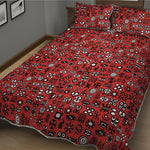Red Adinkra Tribe Symbols Print Quilt Bed Set