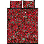 Red Adinkra Tribe Symbols Print Quilt Bed Set