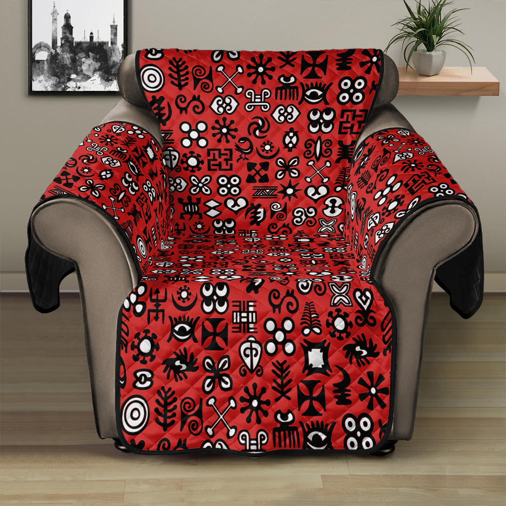 Red Adinkra Tribe Symbols Print Recliner Protector