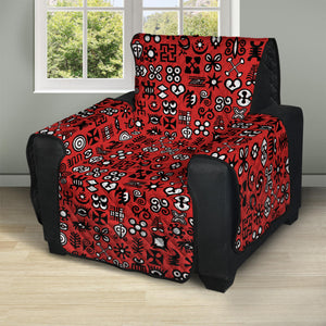 Red Adinkra Tribe Symbols Print Recliner Protector