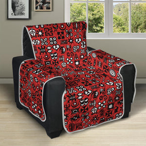 Red Adinkra Tribe Symbols Print Recliner Protector