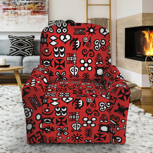 Red Adinkra Tribe Symbols Print Recliner Slipcover