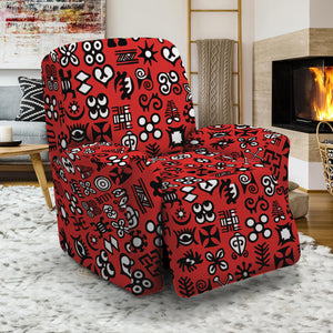 Red Adinkra Tribe Symbols Print Recliner Slipcover