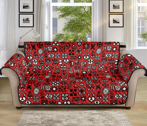 Red Adinkra Tribe Symbols Print Sofa Protector