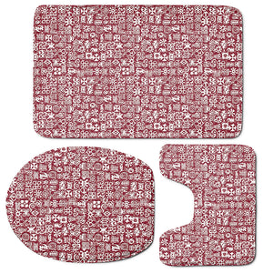 Red African Adinkra Tribe Symbols 3 Piece Bath Mat Set