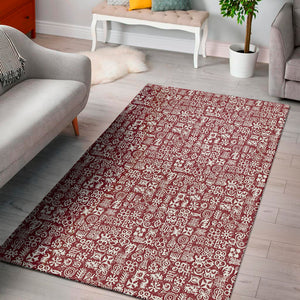 Red African Adinkra Tribe Symbols Area Rug