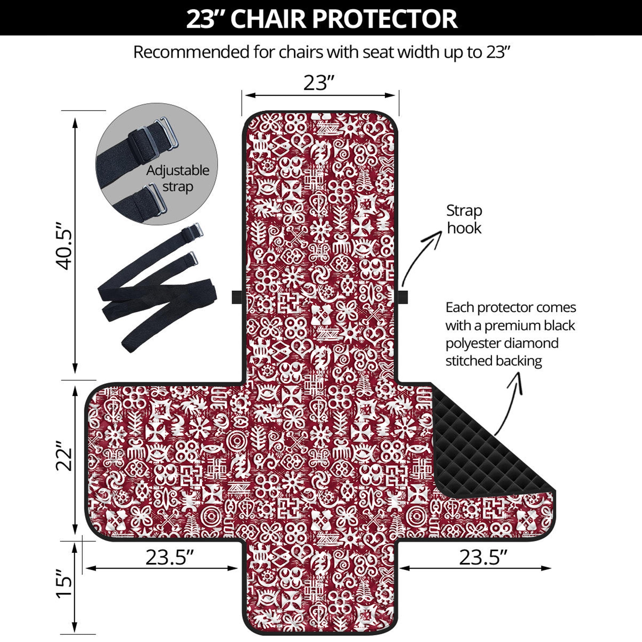 Red African Adinkra Tribe Symbols Armchair Protector