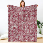 Red African Adinkra Tribe Symbols Blanket