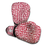 Red African Adinkra Tribe Symbols Boxing Gloves