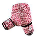 Red African Adinkra Tribe Symbols Boxing Gloves
