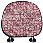 Red African Adinkra Tribe Symbols Car Headrest Covers