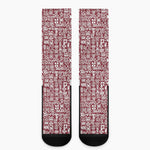 Red African Adinkra Tribe Symbols Crew Socks