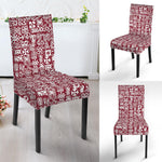 Red African Adinkra Tribe Symbols Dining Chair Slipcover