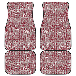 Red African Adinkra Tribe Symbols Front and Back Car Floor Mats