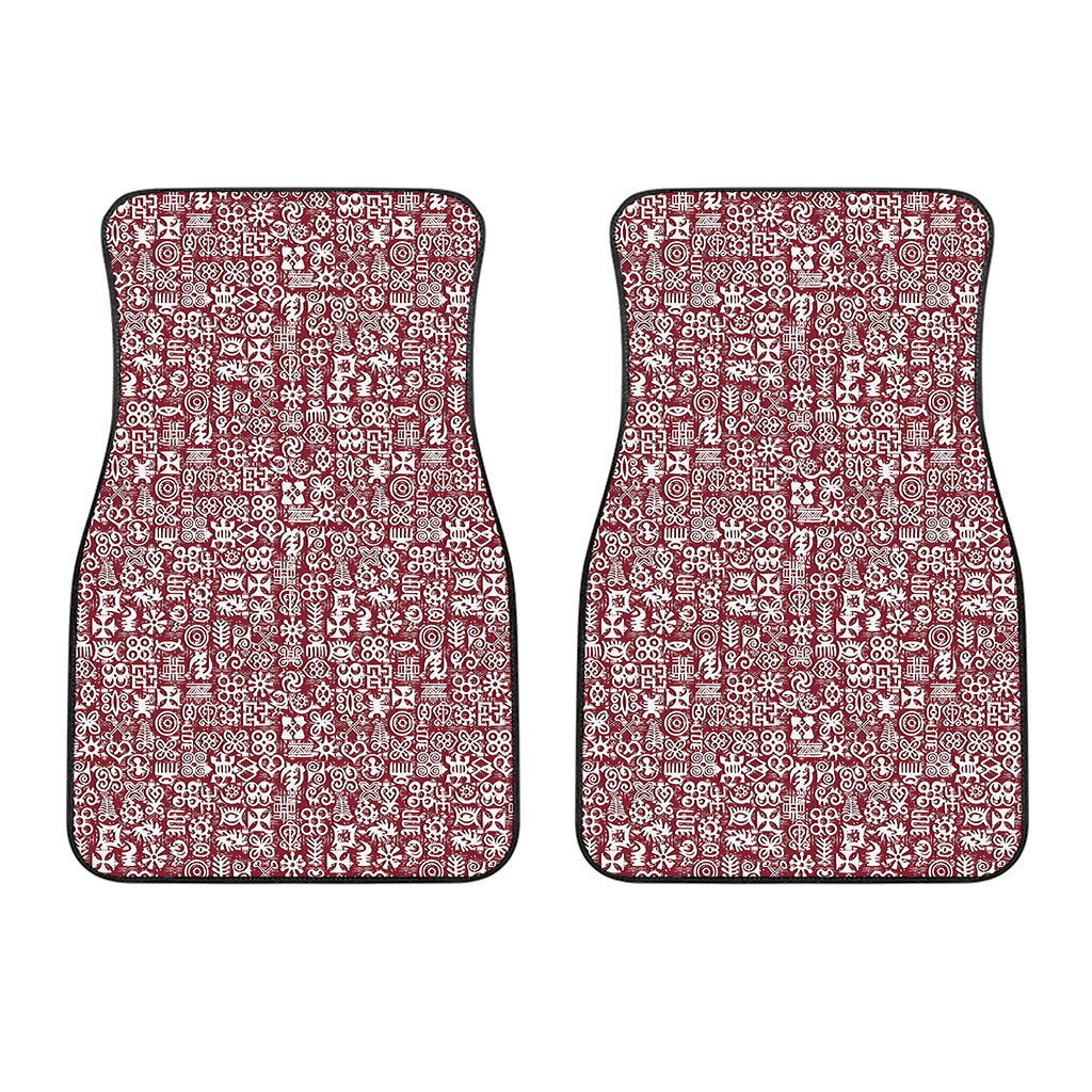 Red African Adinkra Tribe Symbols Front Car Floor Mats