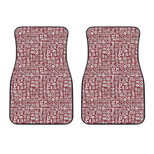 Red African Adinkra Tribe Symbols Front Car Floor Mats