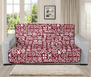 Red African Adinkra Tribe Symbols Futon Protector