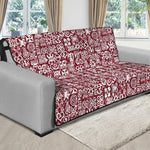 Red African Adinkra Tribe Symbols Futon Protector