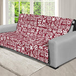 Red African Adinkra Tribe Symbols Futon Protector