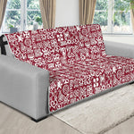 Red African Adinkra Tribe Symbols Futon Protector